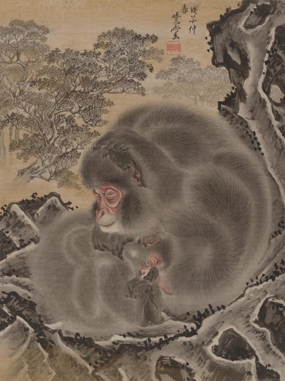 Małpy, marzec 1888. autorstwa Kawanabe Kyosai