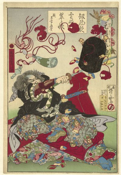 Okuda Samon Yukitaka Okres Genroku w Japonii Genroku Yamato Nishiki autorstwa Kawanabe Kyosai