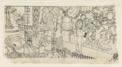 Mężczyzna żegna się z dzieckiem autorstwa Kawanabe Kyôsai (attributed to)