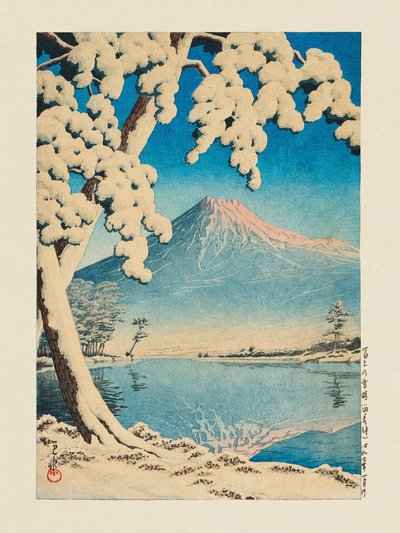 Fuji w śniegu, Tagonoura (1932) autorstwa Kawase Hasui