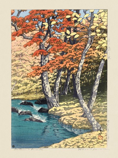 Jesień w Oirase (1933) autorstwa Kawase Hasui