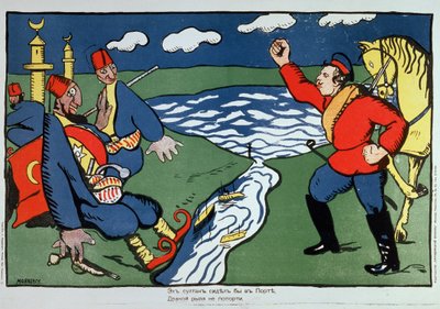 Cóż, Sułtanie... (Cóż, Sułtanie). Satyra na konflikt turecko-rosyjski w czasie I wojny światowej (1914-1918). Grafika: Kasimir Severinovich Malevich (Malevich, Malevic) (1878-1935), litografia (plakat) autorstwa Kazimir Severinovich Malevich