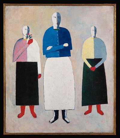 Kompozycja z La Giocondą (olej, ołówek i kolaż na płótnie) autorstwa Kazimir Severinovich Malevich