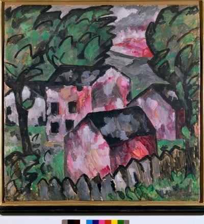 Pejzaż z czerwonymi domami Obraz Kazimierza Siewierinowicza Malewicza (Malewicz, Malewicz) (1878-1935) Słońce 107x106 cm 1910 Słońce Kunstmuseum Bale autorstwa Kazimir Severinovich Malevich