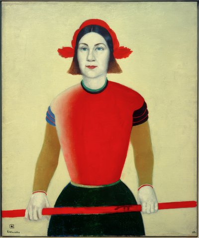 Dziewczyna z czerwonym personelem autorstwa Kazimir Severinovich Malevich