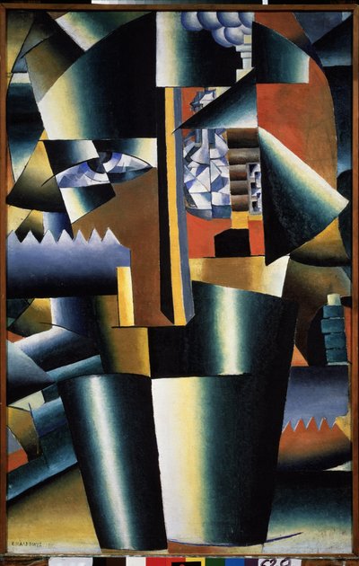 Portrait of Ivan Klyun (Kliun) (Ivan Klioune) (1873-1943) (Portret Ivan Klyun) - Obraz Kasimira Severinovicha Malevicha (Malevich, Malevic) (1878-1935), olej na płótnie autorstwa Kazimir Severinovich Malevich