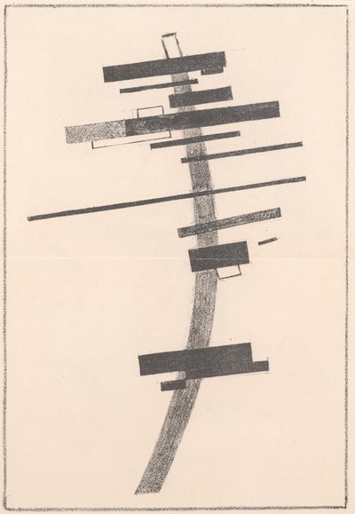 Wrażenie ruchu i przeszkody z "Suprematyzm: 34 rysunki" autorstwa Kazimir Severinovich Malevich