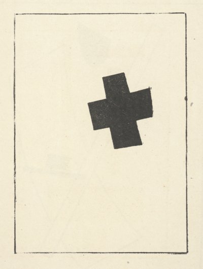 Mały czarny krzyż, przechylony z "Suprematyzm: 34 rysunki" autorstwa Kazimir Severinovich Malevich
