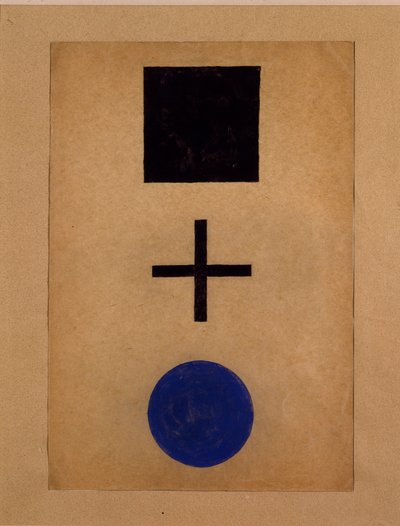 Suprematyzm: kwadrat, krzyż, koło Obraz gwaszowy Kazimierza Malewicza (Malewicz, Malewicz) (1878-1935) 1919-1920 Kolekcja prywatna autorstwa Kazimir Severinovich Malevich