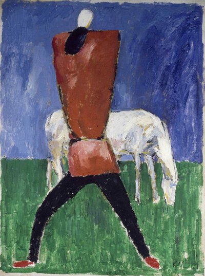 Człowiek i koń na białym koniu, 1930-1931. autorstwa Kazimir Severinovich Malevich