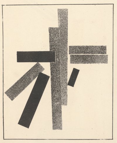 Trzy czarne i pięć szarych elementów z "Suprematyzm: 34 rysunki" autorstwa Kazimir Severinovich Malevich