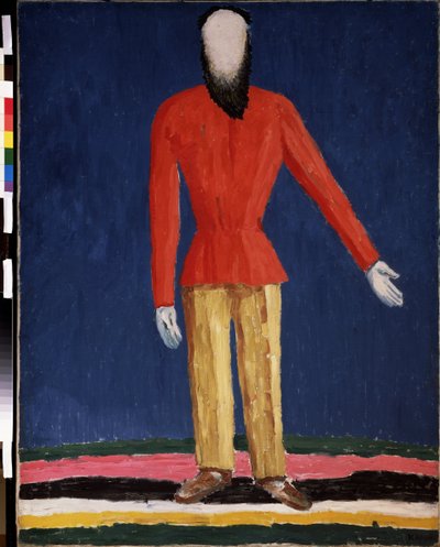 Chłop (Chłop). Przedstawienie brodatego mężczyzny w czerwonej koszuli). Obraz Kasimira Severinovicha Malewicza (Malevich, Malevic) (1878-1935), olej na płótnie autorstwa Kazimir Severinovich Malevich