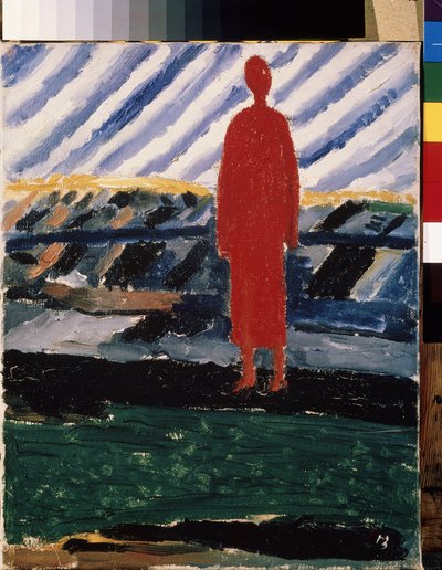 Czerwona figurka (Czerwona figurka). Obraz Kasimira Severinovcha Malewicza (Malevich, Malevic) (1878-1935), olej na płótnie autorstwa Kazimir Severinovich Malevich