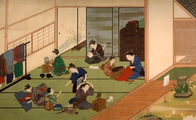 Grupa gejszy, Kawahara Keiga (1786-około 1860), akwarela, Japonia, Cywilizacja japońska, początek XIX wieku autorstwa Keiga Kawahara