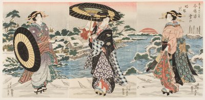 Współczesne postacie o świcie w śnieżny dzień (Imayō sugata yuki no akebono) autorstwa Keisai (1790-1848) Eisen
