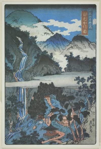 Wodospad Nunobiki przy świątyni Jakko (Jakko Nunobiki no taki), z serii "Scenic Spots in the Mountains of Nikko (Nikkosan meisho no uchi)". autorstwa Keisai Eisen
