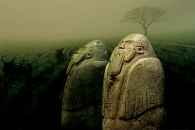 Nowe światło na Olmeków. 6" wysokości; Nefryt; Tuxtla Statuetka szamana; z maską kacz... autorstwa Kenneth Garrett