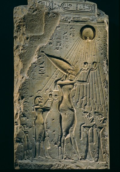 Relief przedstawiający Echnatona pod Atenem, balustrada, Amenhotep IV. Jako faraon, Echnaton jest..., 2009 (zdjęcie) autorstwa Kenneth Garrett