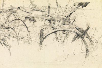 Studium starego pługa (ołówek) autorstwa Kenneth Newton