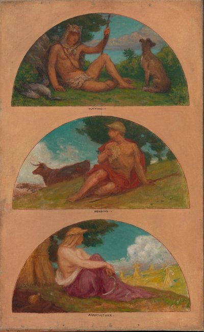Postęp cywilizacji: łowiectwo, pasterstwo, rolnictwo..., 1905-1906. autorstwa Kenyon Cox