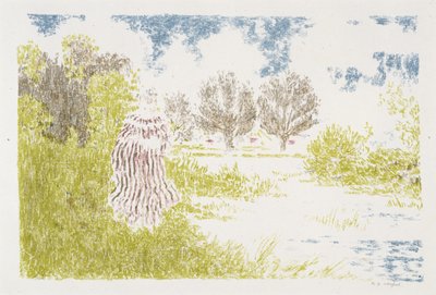 Femme en robe a rayeurs (Kobieta w pasiastej sukience), 1899-1900 (litografia w kolorach) autorstwa Ker Xavier Roussel