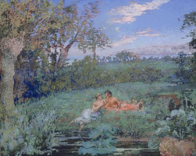 Kochankowie na brzegu rzeki, ok. 1910-20 (pastel i akwarela na tekturze) autorstwa Ker Xavier Roussel