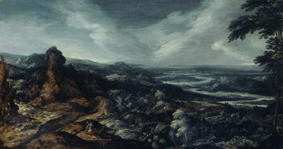 Panoramiczny pejzaż z Tobiaszem i Aniołem autorstwa Kerstiaen de Keuninck (attributed to)