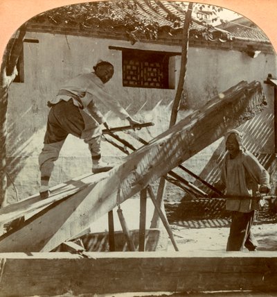 Chiński tartak, Pekin, Chiny, 1900. autorstwa Keystone View Company
