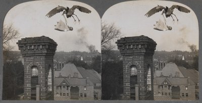 W dawnych czasach, gdyby ludzie byli dobrzy, bocian przyniósłby dziecko słodkie i uczciwe, 1907. autorstwa Keystone View Company