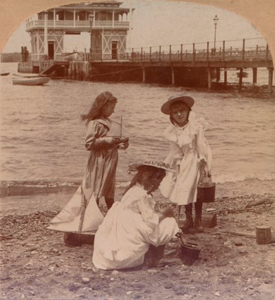 Gra na plaży c1900 autorstwa Keystone View Company