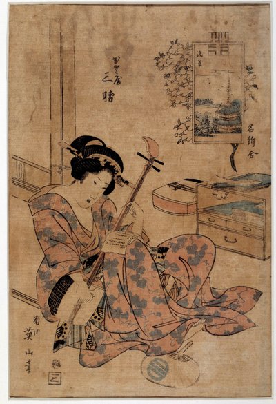 Japonia sztuki: muzyk. Grafiki Eizana Kikugawy (1787-1867) XVIII-wieczne Rennes, Musee des Beaux Arts autorstwa Kikukawa Eizan