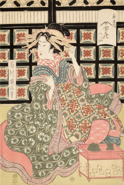 Ukiyo-e Print of Courtesan by Eizan, c.1810 (kolorowy drzeworyt) autorstwa Kikukawa Eizan