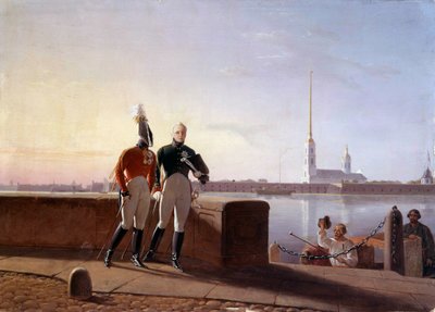 Rosyjski car Aleksander I (1777-1825) i jego brat Konstantyn na skraju Obrazu Newskiego Kila (XIX w.) Ermitaż, Sankt Petersburg autorstwa Kil
