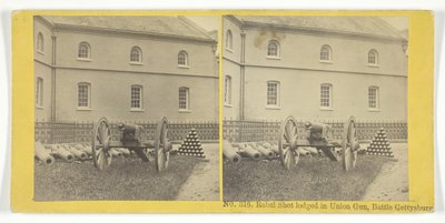 Rebel Shot złożony w Union Gun, Battle Gettysburg, 185575. Twórcy: Kilburn Brothers, BW Kilburn. autorstwa Kilburn Brothers, BW Kilburn