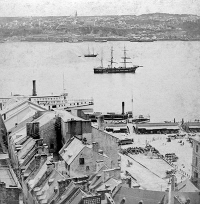 Widok z tarasu Dufferin, Quebec, Kanada. autorstwa Kilburn Brothers
