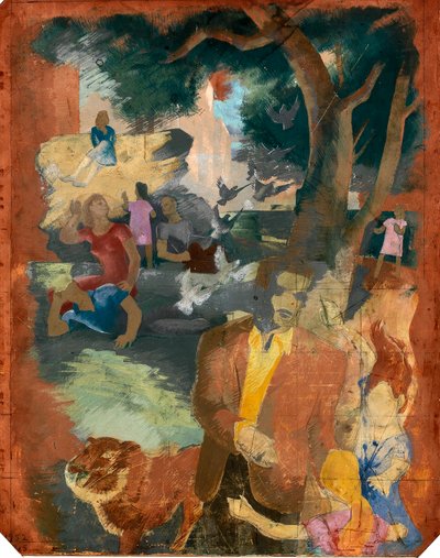 Sceny Nowego Jorku - Central Park (studium muralu, stacja pocztowa Madison Square, Nowy Jork) autorstwa Kindred McLeary
