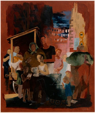Sceny Nowego Jorku - Lower East Side (studium muralu, stacja pocztowa Madison Square, Nowy Jork) autorstwa Kindred McLeary