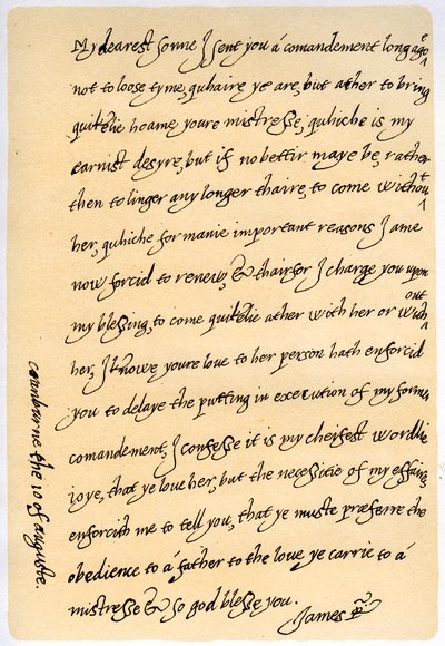 List Jakuba I do jego syna Karola, księcia Walii, 10 sierpnia 1623 r. autorstwa King James I