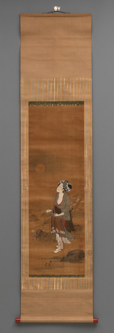 Postać stojąca, ok. 1790-1850 (akwarela na jedwabiu) autorstwa Kitagawa Fujimaro