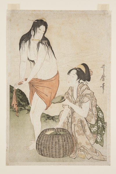 Abalone Divers (kolorowy drzeworyt) autorstwa Kitagawa Utamaro