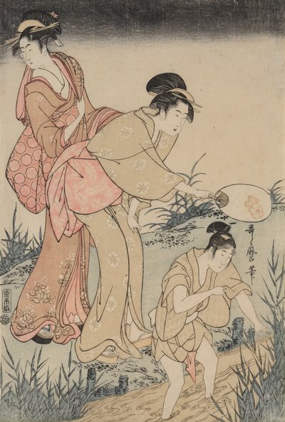 Łapanie świetlików pod wierzbą (po prawej) autorstwa Kitagawa Utamaro