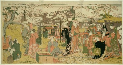 Bankiet kwiatów wiśni (Oka no utage) autorstwa Kitagawa Utamaro