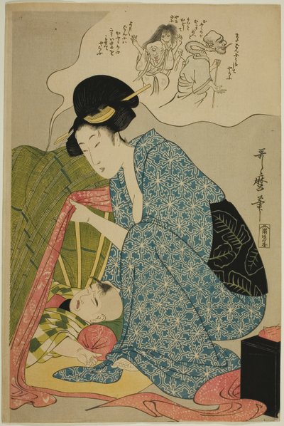 Dziecięcy koszmar o duchach autorstwa Kitagawa Utamaro