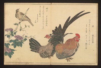 Kogut i trznadel autorstwa Kitagawa Utamaro