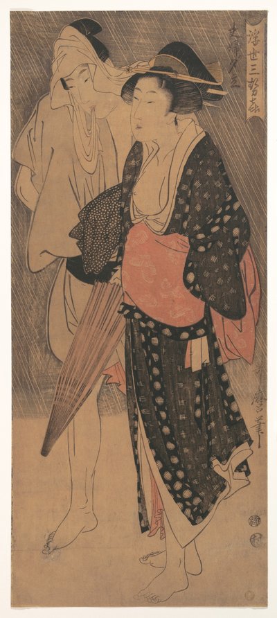 Para pod wieczornym prysznicem, ok. godz. 1800 autorstwa Kitagawa Utamaro