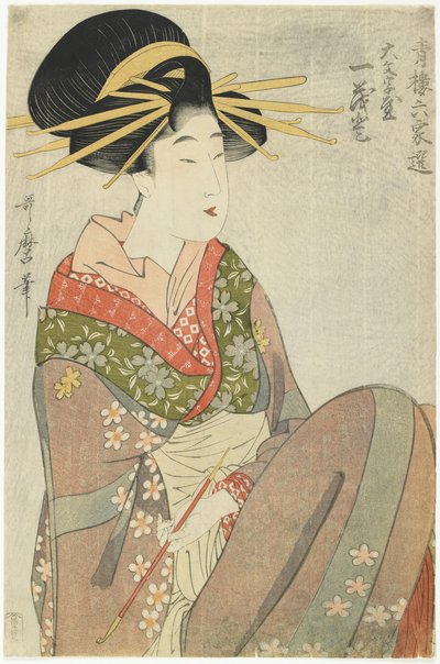 Kurtyzana Hitomoto z domu Daimonjiya, 1801-1802 autorstwa Kitagawa Utamaro