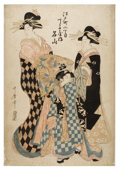 Kurtyzana Meizan z domu publicznego Chojiya, ok. 1755-1806 (drzeworyt na papierze) autorstwa Kitagawa Utamaro