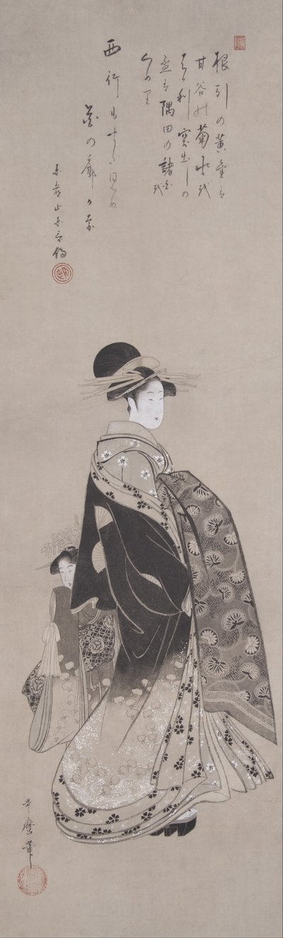 Kurtyzana w procesji autorstwa Kitagawa Utamaro