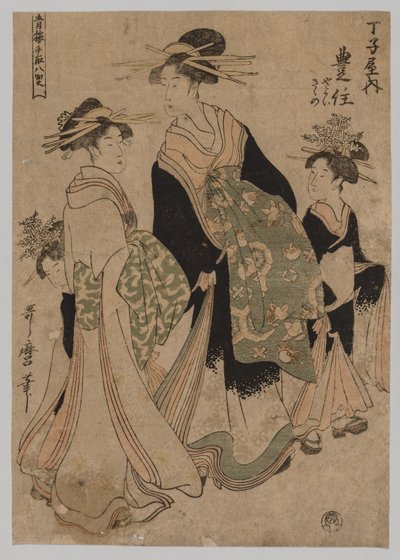 Kurtyzany i opiekunowie autorstwa Kitagawa Utamaro