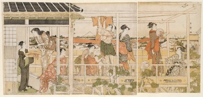 Suszenie ubrań (Monohoshi) autorstwa Kitagawa Utamaro